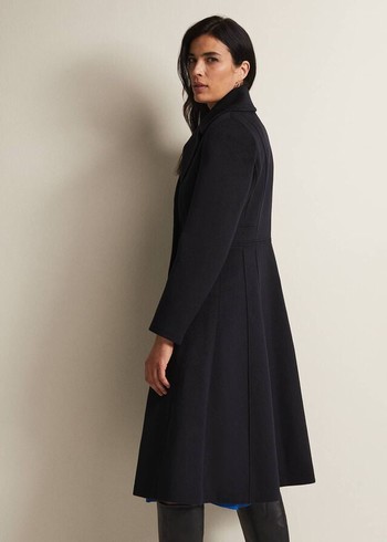 Phase Eight Sandra Wool Long Smart Coats Navy Australia | YQ9860752